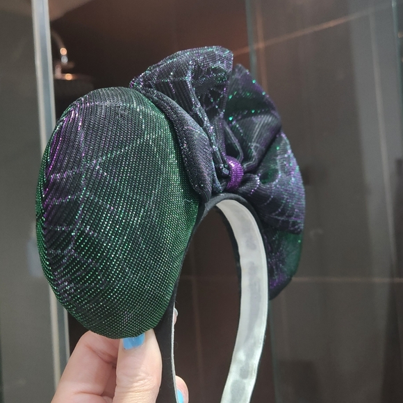 Disney MINNIE IRIDESCENT WEB PURPLE GREEN MICKEY EARS - Picture 5 of 5